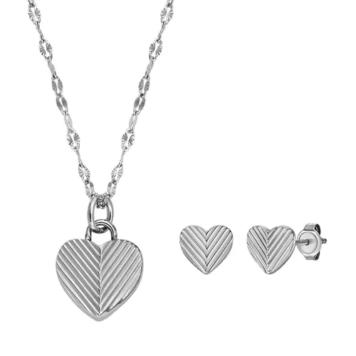 Fossil Necklaces - Harlow Heart To Heart Stainless Steel Pendant Neck - silver - Necklaces for ladies