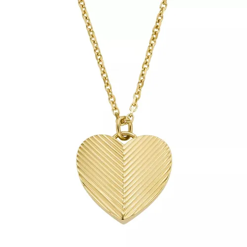 Fossil Necklaces - Harlow Linear Texture Heart Gold-Tone Stainless St - gold - Necklaces for ladies
