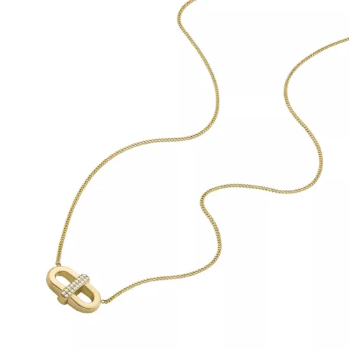 Fossil Necklaces - Heritage D-Link Glitz Stainless Steel Chain Neckla - gold - Necklaces for ladies