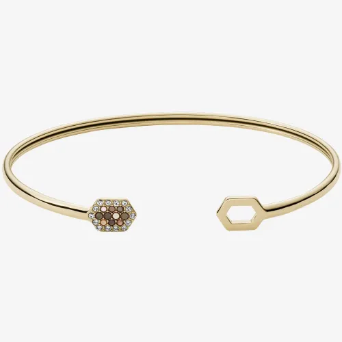 Fossil Val Holiday Sparkles Gold Tone Hexagon Open Bangle JF03862710