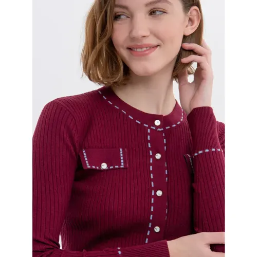Fracomina , Bordeaux Cardigan - Autumn Winter 2023 Collection ,Red female, Sizes: