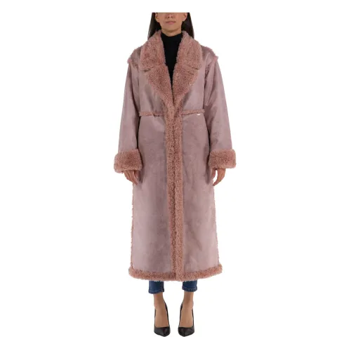 Fracomina , Eco Shearling Coat ,Pink female, Sizes: