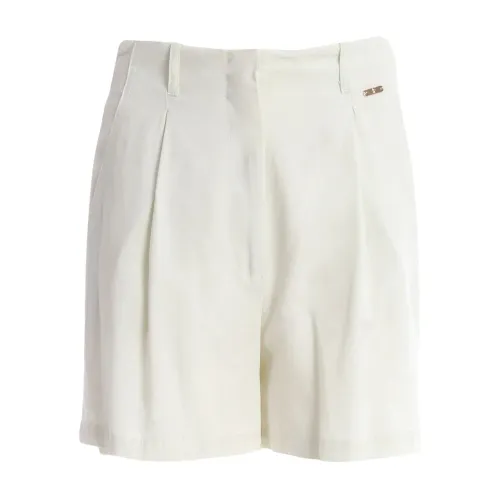 Fracomina , High-Waisted Shorts with Wide Belt ,White female, Sizes: