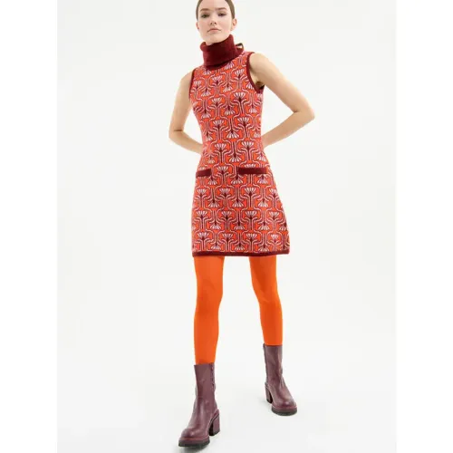 Fracomina , Orange Turtle Neck Dress ,Orange female, Sizes: