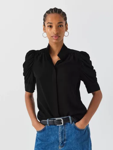 FRAME Gillian Silk Puff Sleeve Blouse - Black - Female