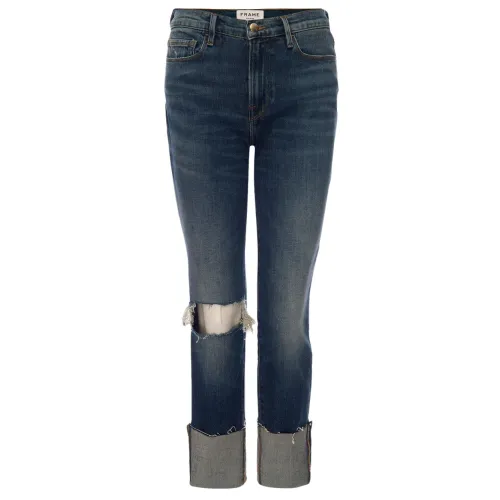 Frame , Jeans Le Nouveau Straight Raw Big Cuff ,Blue female, Sizes: