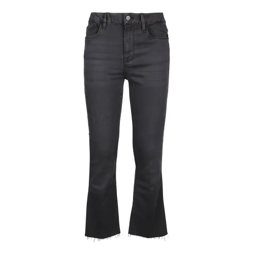 Frame , LE Crop Mini Boot RAW Edge Jeans ,Black female, Sizes: