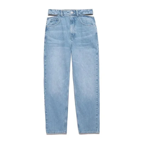 FRAME Le High N' Tight Straight Cut Out Jeans - Blue