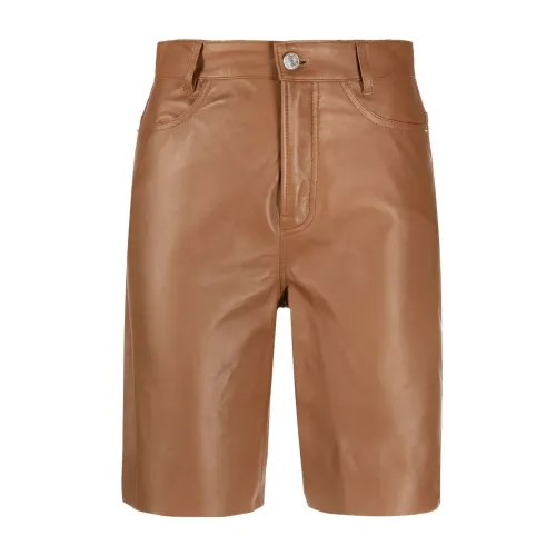 Frame , Leather Shorts ,Brown female, Sizes: