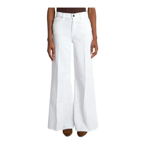 Frame , White Palazzo Denim Trousers ,White female, Sizes: