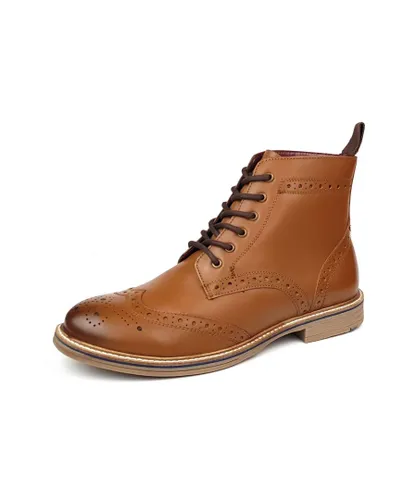 Frank James Bexley Leather Tan Brogue Mens Lace Up Boots