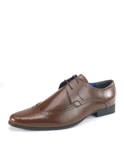 Frank James Harlow Brown Leather Mens Pointed Brogue Derby Formal Shoes
