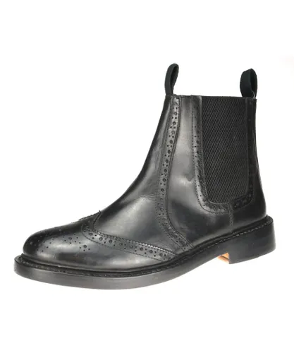 Frank James Ludlow Leather Black Mens Chelsea Boots