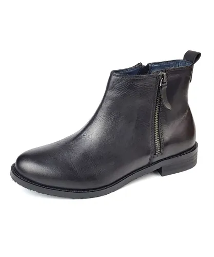 Frank James Newbury Leather Black Womens Zip Ankle Boots