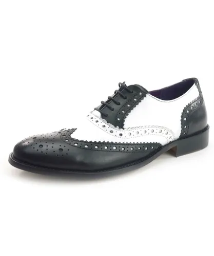 Frank James Redford Leather White & Black Mens Brogue Shoes