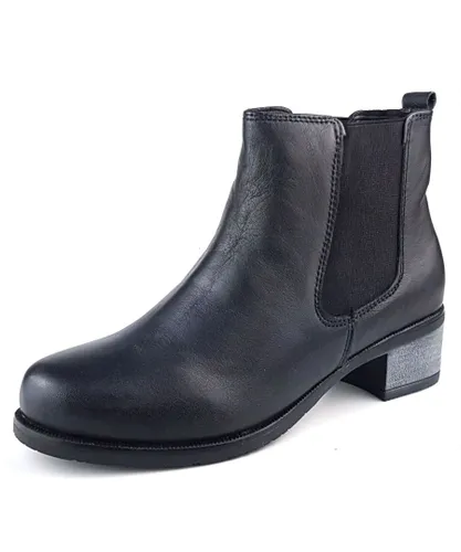 Frank James Towcester Leather Black Womens Heel Chelsea Boots