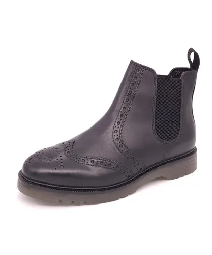 Frank James Warkton Leather Black Mens Cushioned Brogue Chelsea Boots