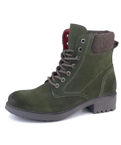 Frank James Warwick Suede Leather Green Womens Lace Up Boots