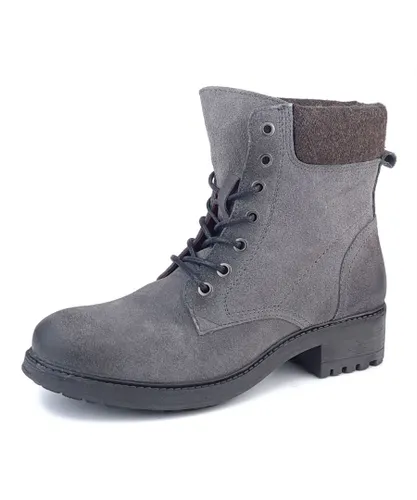 Frank James Warwick Suede Leather Grey Womens Lace Up Boots