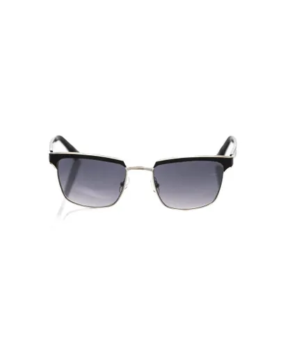 Frankie Morello Womens Leather Frame Sunglasses - Black Metallic - One
