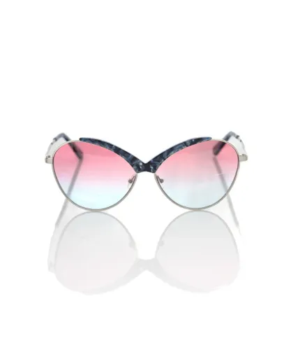 Frankie Morello Womens Metallic Butterfly Sunglasses - Blue - One
