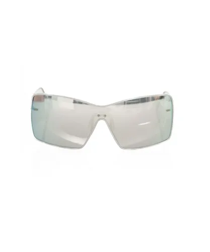 Frankie Morello Womens Metallic Fibre Shield Sunglasses with Gray Mirror Lens - Silver - One