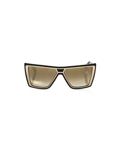 Frankie Morello Womens Square and Gold Sunglasses - Black - One