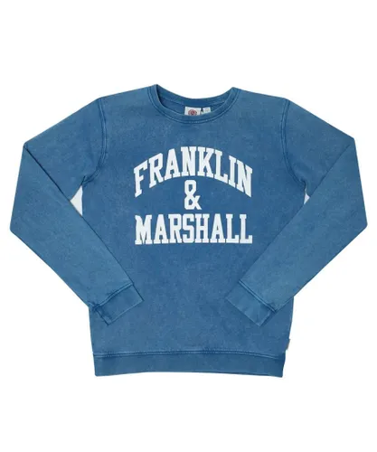 Franklin & Marshall Boys Boy's And Infant Vintage Arch Crew Sweat in Blue Cotton
