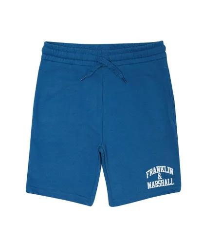 Franklin & Marshall Boys Boy's And Junior Arch Letter Short in Blue Cotton