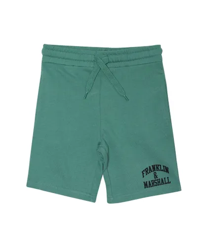 Franklin & Marshall Boys Boy's And Junior Arch Letter Short in Green Cotton