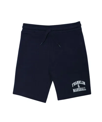 Franklin & Marshall Boys Boy's And Junior Arch Letter Short in Navy Leather