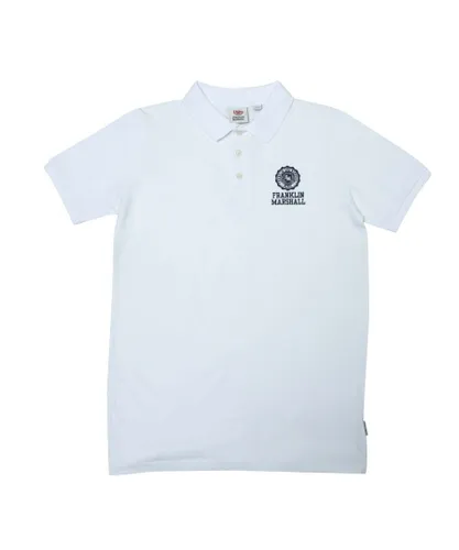 Franklin & Marshall Boys Boy's And Junior Crest Polo Shirt in White Cotton