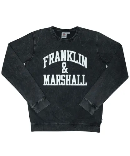 Franklin & Marshall Boys Boy's And Junior Vintage Arch Crew Sweat in Black Cotton