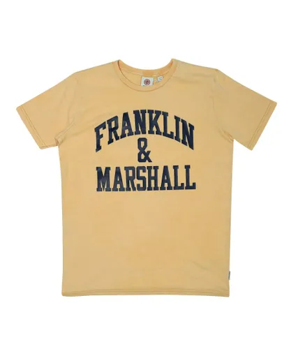 Franklin & Marshall Boys Boy's And Junior Vintage Arch T-Shirt in Gold Cotton