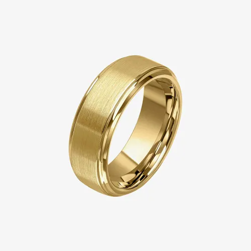 Fred Bennett 8mm Brushed Gold Plated Tungsten Ring R3862 60