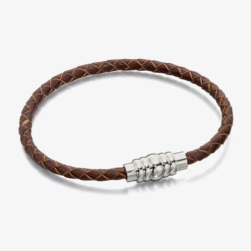Fred Bennett Mens Brown Leather Magnetic Clasp Bracelet B4727