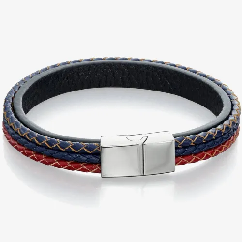 Fred Bennett Red, Blue & Black Leather Bracelet B5283