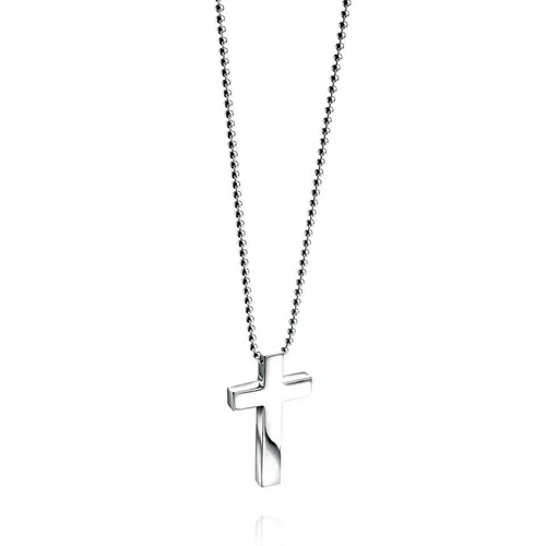 Fred Bennett Silver Cross Pendant Beaded Chain Necklace
