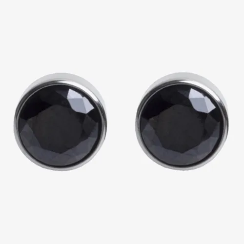 Fred Bennett Stainless Steel Black Cubic Zirconia Round Studs FB-E3795