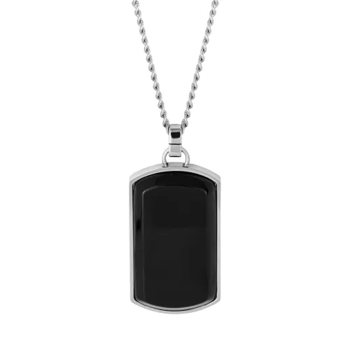 Fred Bennett Stainless Steel Black Onyx Dog Tag Necklace