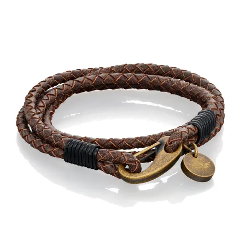 Fred Bennett Tan Wrap Around Leather Bracelet with Burnished Clasp