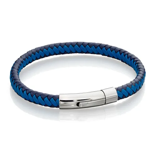 Fred Bennett Woven Blue Leather Bracelet