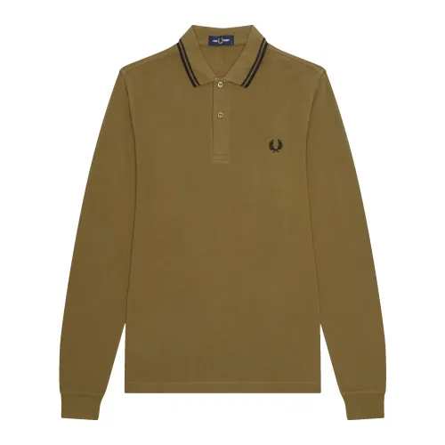 Fred Perry , Authentic Long Sleeved Twin Tipped Polo ,Brown male, Sizes: