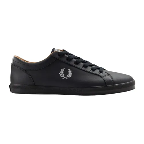 Fred Perry , Baseline Leather Tennis Shoes ,Black male, Sizes: