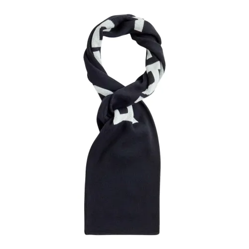 Fred Perry , Black Cotton Scarf with Oversized Graphic Logo ,Black male, Sizes: ONE