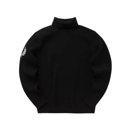 Fred Perry , Black High Neck Turtleneck with Logo ,Black male, Sizes: