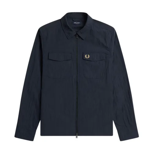 Fred Perry , Blue Overshirt Jacket ,Blue male, Sizes: