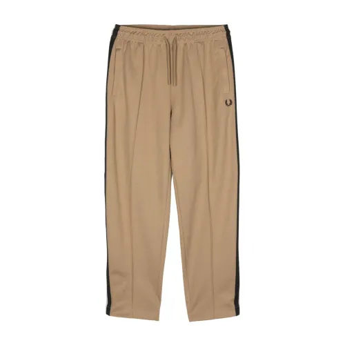 Fred Perry , Brown Trousers with Stripe Detailing ,Brown male, Sizes: