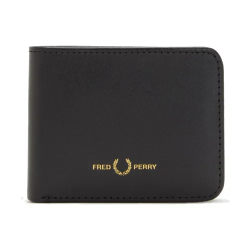 Fred Perry , Burnished Leather Billfold Wallet ,Black female, Sizes: ONE SIZE