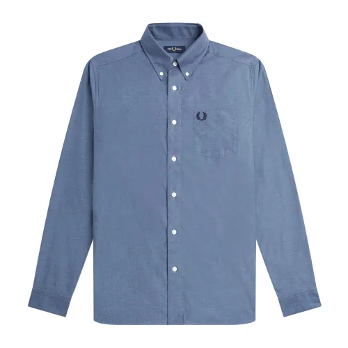 Fred Perry , Button Down Shirt with Logo ,Blue male, Sizes: